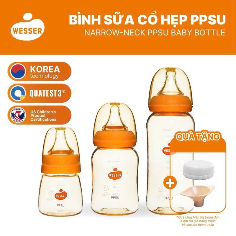 Bình sữa Cổ Hẹp PPSU Wesser 60/140/250ml
