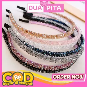 DP146 Bando Aksesoris Rambut Wanita Bandana Motif Batu Permata Fashion Headbands Headband