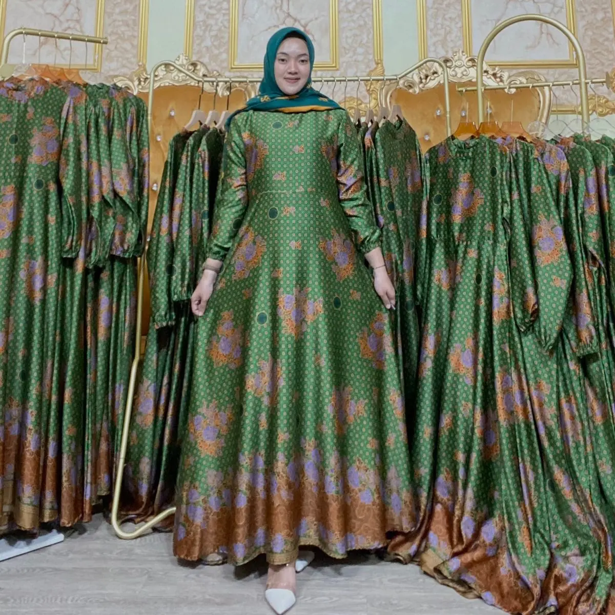 Gamis muslimat NU premium Bunga