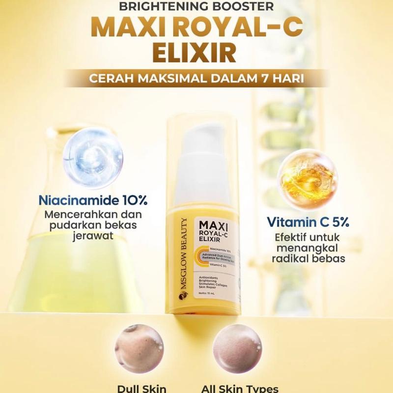 MS GLOW ELIXIR BOOSTER SERUM Maxi Royal, Dual Retiglow, Acne Zone Berjerawat Mencerahkan 2