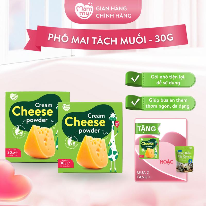 Combo 2 Hộp Phô Mai Tách Muối MĂMMY Dạng Bột Rắc Cơm, Nui, Cháo Bổ Sung Vitamin, Dinh Dưỡng Cho Bé Từ 6 Tháng (3gr x 10) [Mua 2 Tặng 1 Hoặc Rong Biển Rắc Cơm]
