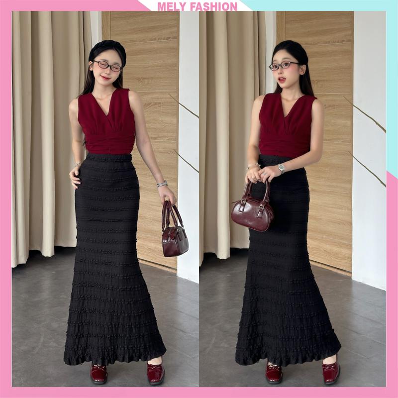 Chân váy đuôi cá dáng dài Mely Fashion maxi đi chơi đi biển du lịch set xinh cạp chun co giãn phong cách hàn quốc hottrend CV120
