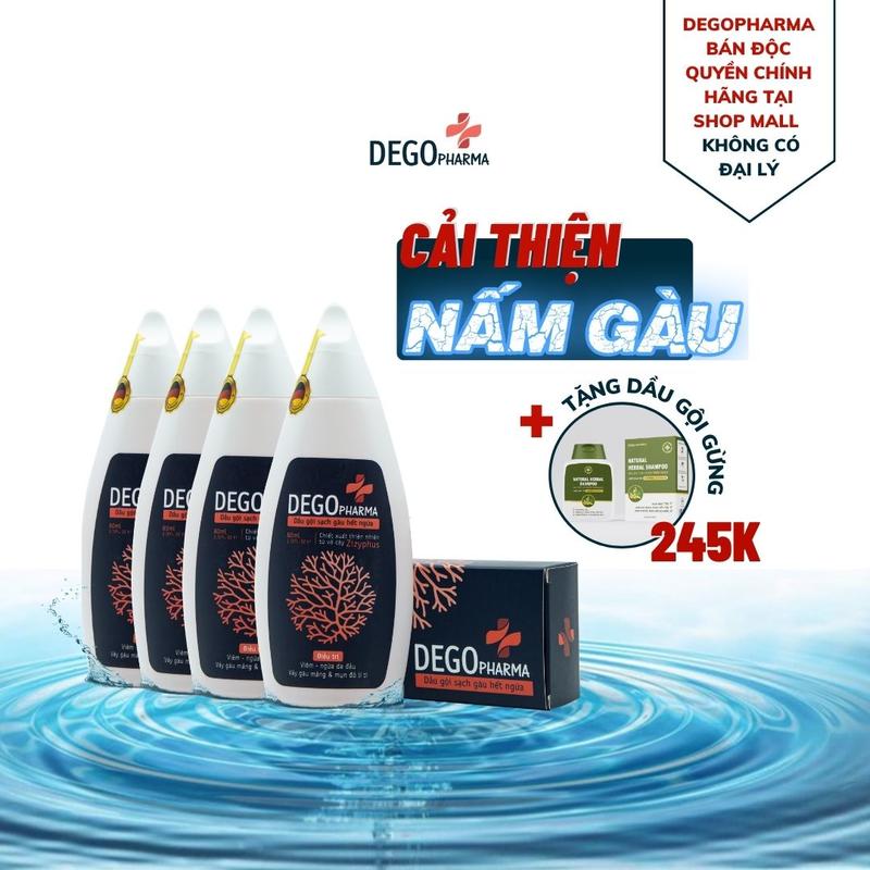 Combo 4 Dầu Gội Đầu Cải Thiện Gàu Nấm, DEGO 80ml - Chiết xuất thiên nhiên từ vỏ cây táo dại Zizyphus
