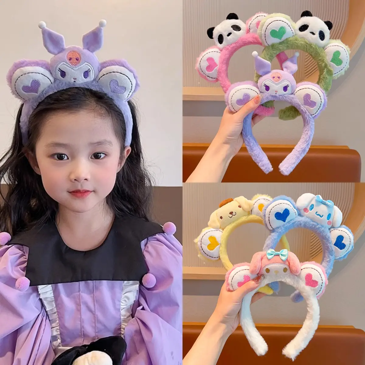 kẹp tóc lả lơiBờm tóc nhồi bông Kulomi dễ thương cho trẻ em, Băng đô nén không đầu cho bé gái, Băng đô mùa thu / đông cho bé, Phong cách mới Phụ Kiện Tóc Cài Tóc Voi