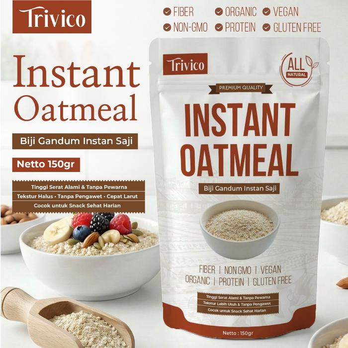Gambar TRIVICO Instant Oatmeal 150gr Biji Gandum Instan Saji Sarapan Sehat Praktis Tinggi Serat Non GMO dari TRIVICO.ID Kota Tangerang Selatan Tokopedia