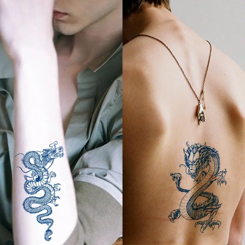 Tato Temporer Jus Tato Patch Semi Permanen Selama 15 Hari Stiker Tahan Air Stiker Tato Herbal Tato Temporer Kering Temporary tattoo halal Tubuh Waterproof Hitam Punggung Punggung Hitam 7