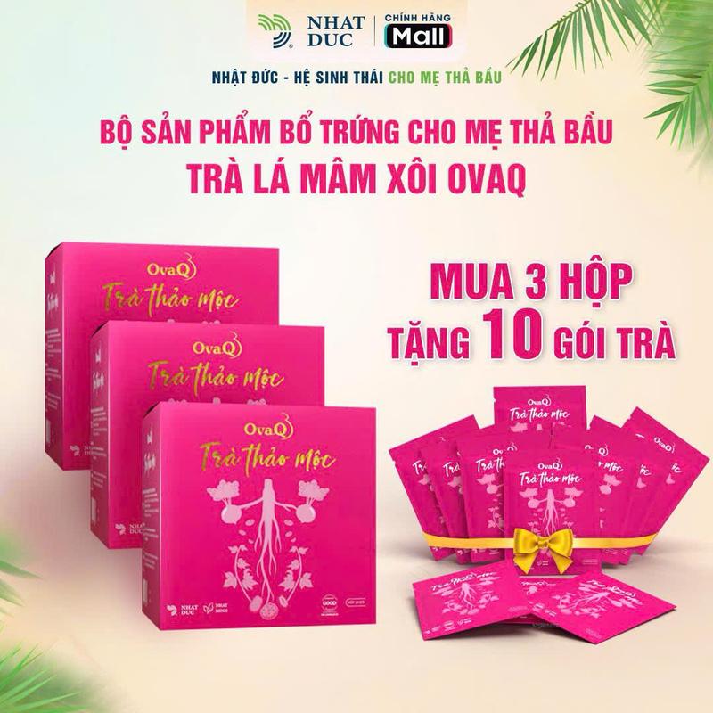  Mua 3 tặng 10 gói Trà lá mâm xôi OvaQ thành phần lá mâm xôi đương quy ,kỷ tử. Trà OVAQ hộp 20 gói bộ sản phẩm bổ trứng dưỡng trứng thông vòi dành cho phụ nữ đang thả bầu trà thảo mộc OVAQ 