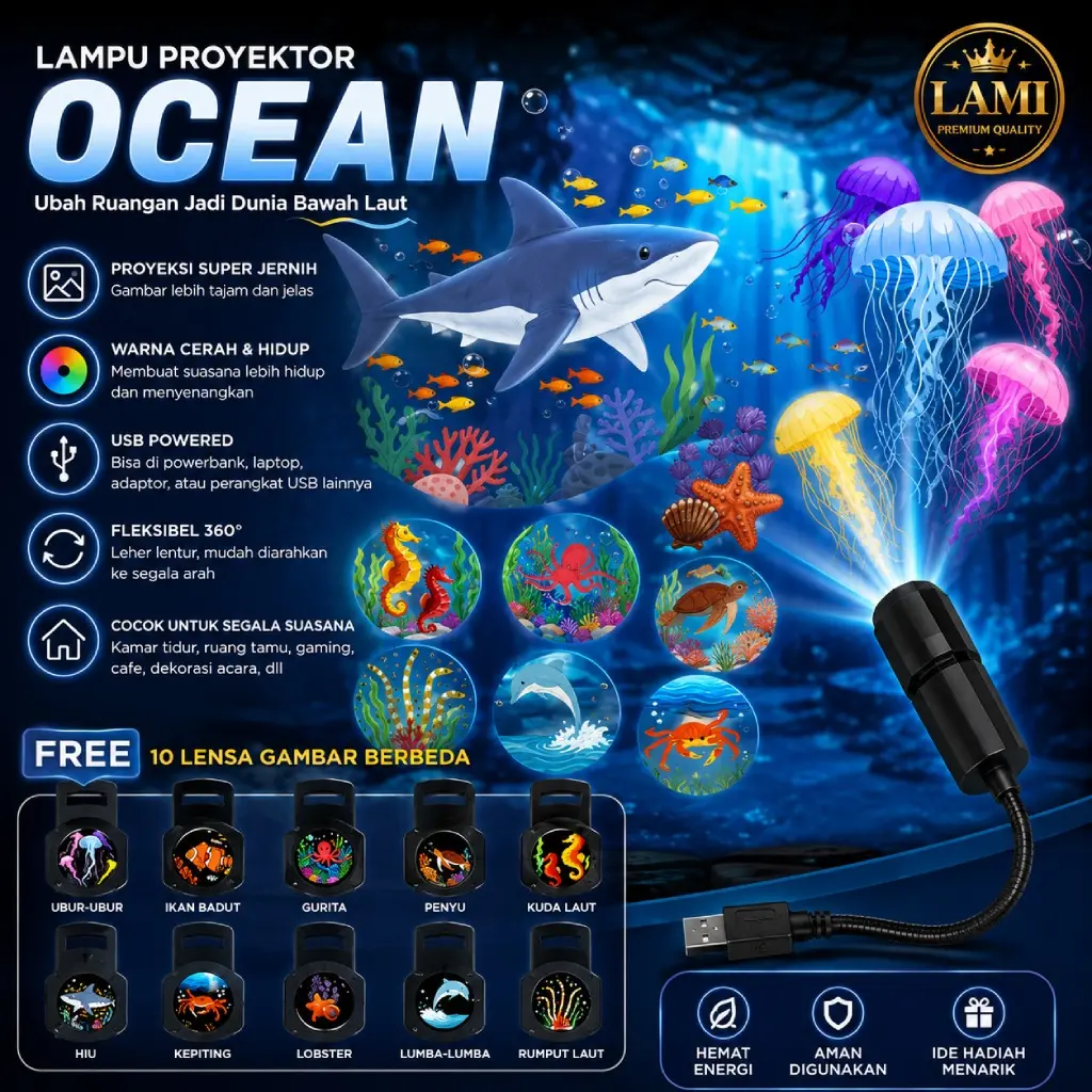 Lampu Proyektor Ai Ocean Dunia Bawah Laut Proyektor seaworld Proyektor