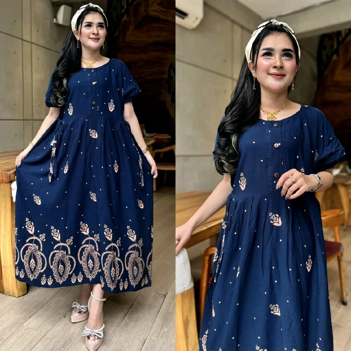 DASTER CHIBI VIRAL DASTER RAYONJUMBO LD 120 Busui Bumil Dress  Santai Wanita Pendek Kain Rayon Gaun Tidur Ruffle