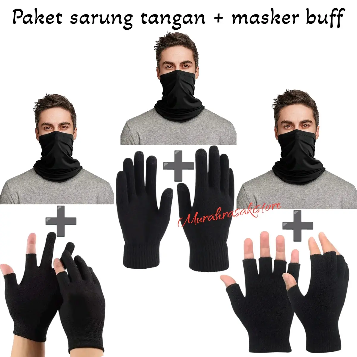 paket sarung tangan motor dan masker baff multifungsi pria wanita Gloves