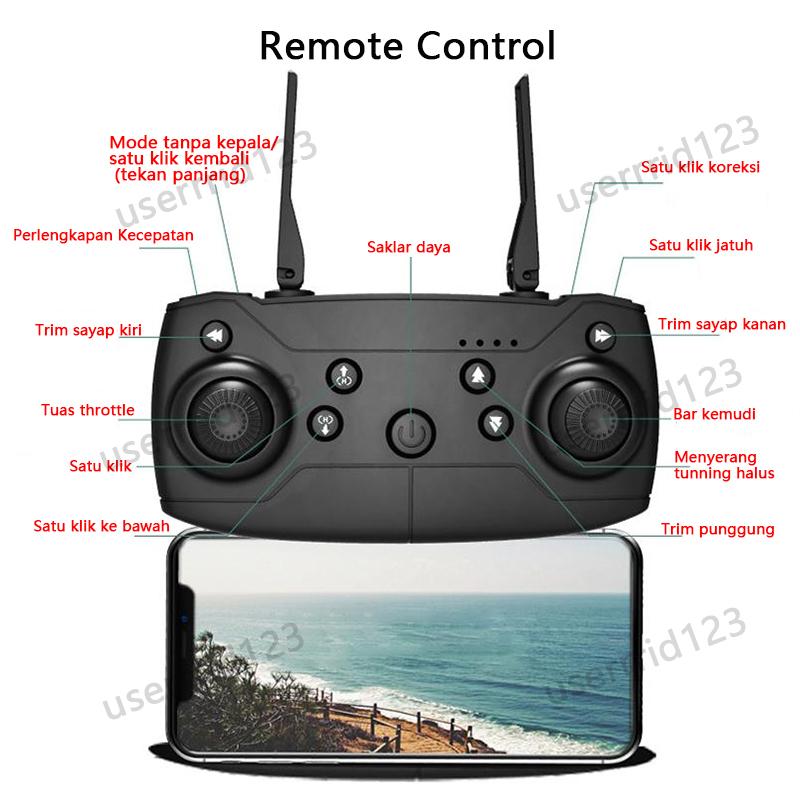 【COD】Drone E99 Pro 4K Kamera Ganda HD Drone Mini WiFi FPV Kamera Drone Luar Ruangan Dalam Ruangan Drone Remote Control Dapat Dilipat Hitam Accessories 6