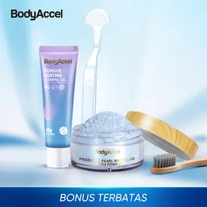BodyAccel Membersihkan Lidah & Bubuk Gigi Menyegarkan untuk Segala Usia Sikat Perawatan Penyegar