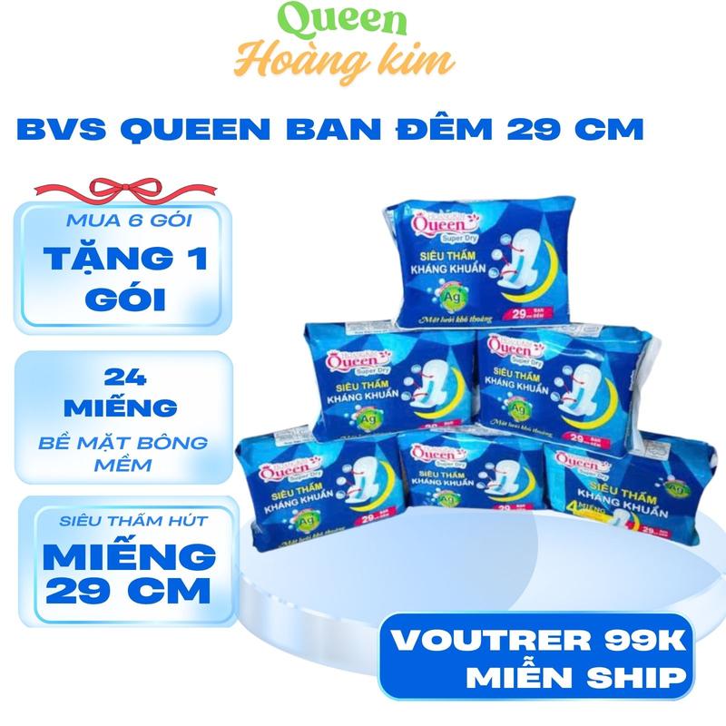 Cực Tiện Lợi Chống Tràn Tốt ComBo 6 Gói Băng Vệ Sinh Ban Đêm Queen Hoàng Kim Phiên Bản Mới Gói 4 Miếng Thấm Hút Tốt Nữ Women Tampon bang vesinh bvs