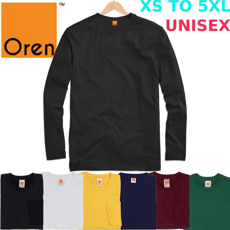 OREN SPORT LONG SLEEVE PLAIN KOSONG T SHIRT XS TO PLUS SIZE 3XL 5XL WOMEN MEN UNISEX BAJU LENGAN PANJANG BESAR TSHIRT SUMMER LOOSE TEE COTTON CREW NECK CASUAL STREET BASIC SWEET STYLE BLACK WHITE GREY RED PINK LIGHT BLUE ROYAL NAVY FOREST GREEN
