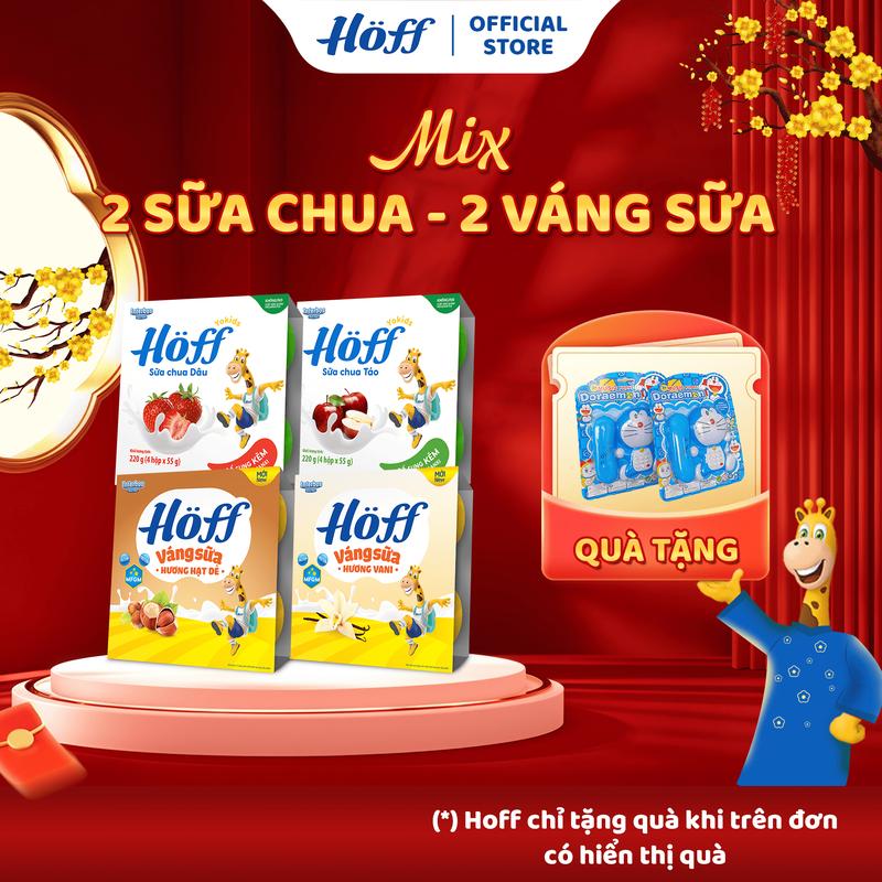 Combo 4 lốc sữa chua và váng sữa Hoff Mix đủ vị 16 hộp x 55g