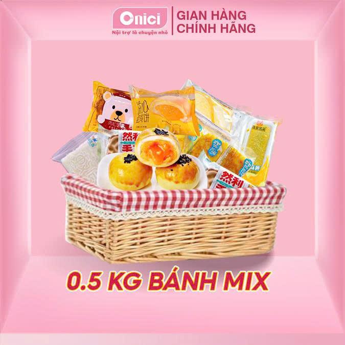 Box nữa ký bánh đủ loại bánh chà bông bánh ruốc mặn bánh sữa chua ... - kèm quà tặng