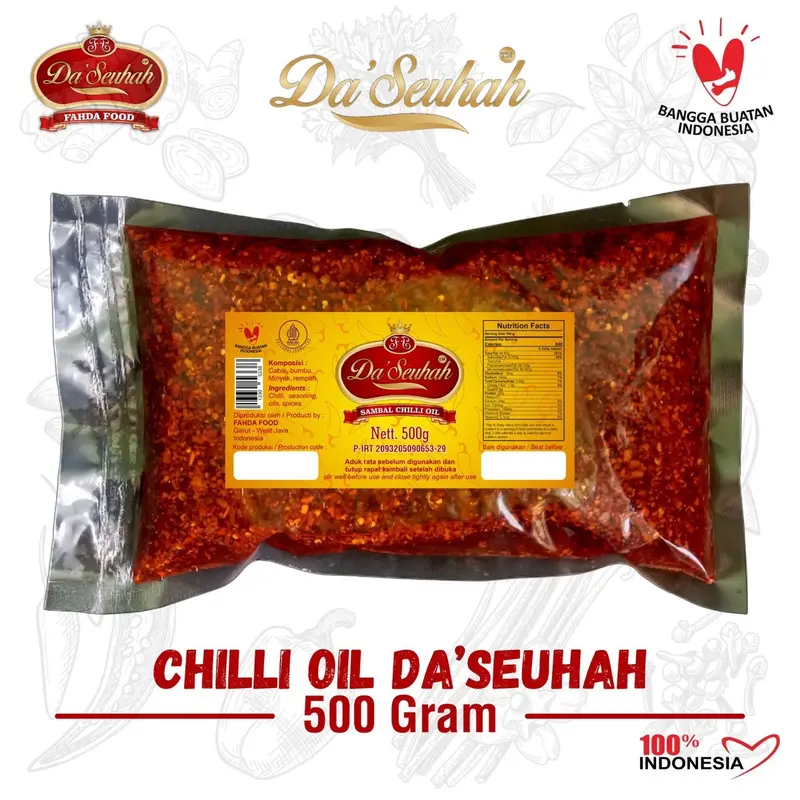 SAMBAL CHILLI OIL 500g  da’seuhah by FAHDA FOOD 0