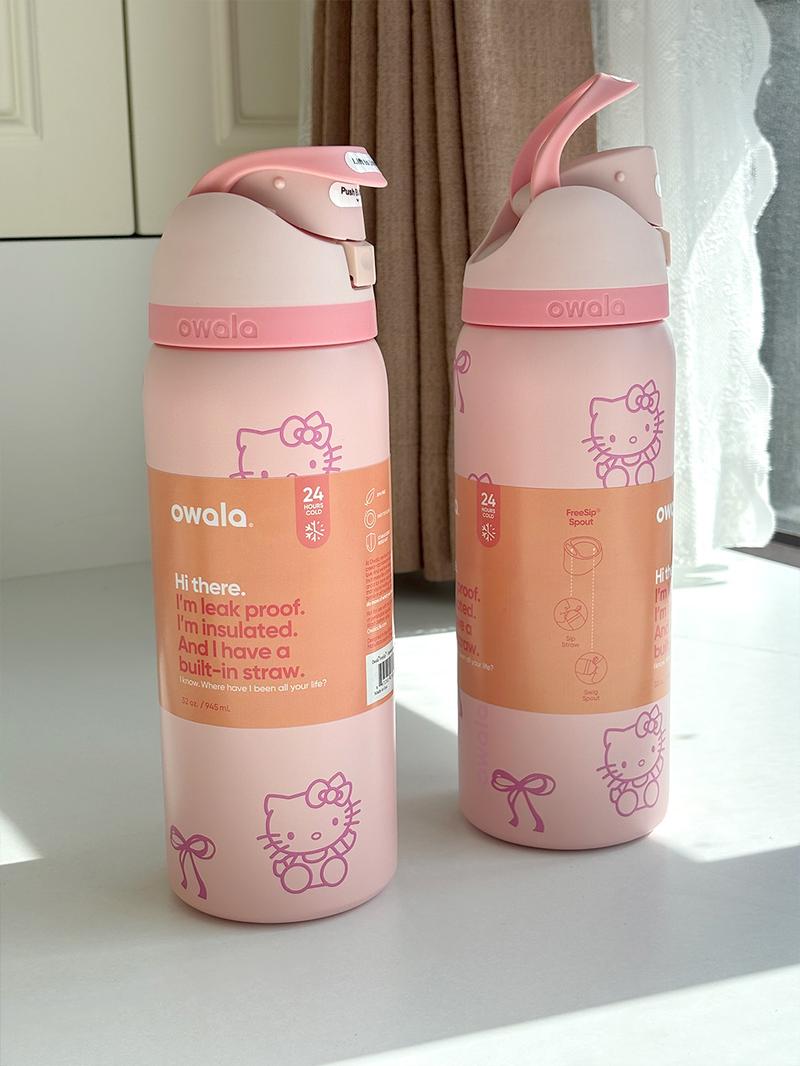 Product Introduction of (Kitty cat) Owala FreeSip Insulated Stainless Steel Sports Water Bottle with Straw, Thermos Cup Straw Bottle Portable Cup Sports Water Bottle Lid Mug Tumbler 13