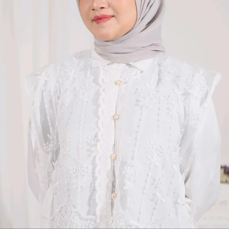 vest brukat white tanpa kemeja Wanita Atasan Rompi Cewek 0
