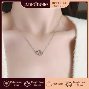 Antoinette Jewelry Kalung Cinta Perak 999 Wanita - Desain Leher Pendek Eksklusif Estetik, Hadiah Ultah Romantis dengan Sertifikat Keaslian