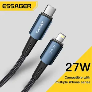 Essager PD type C to Lighting LED 3A aluminum alloy quick charging cable 20W for iPhone 12 Pro Max 12mini 11 Pro Max x 8 plus MacBook PD charger data cable