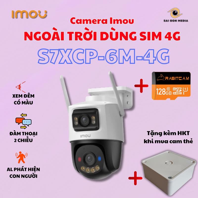  Camera 4G IMOU 2 Mắt Ngoài Trời S7XCP Cruiser Dual 2C 6MP Dùng Sim 4G Xem Đêm Có Màu 