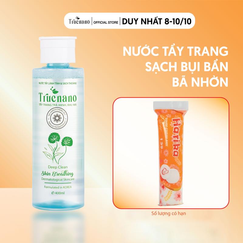 Nước Tẩy Trang Thuần Chay Làm Sạch Sâu Bã Nhờn Dịu Nhẹ Không Cay Mắt Cho Da Dầu, Da Hỗn Hợp | TRUENANO Makeup Removal 200ml/ 400ml