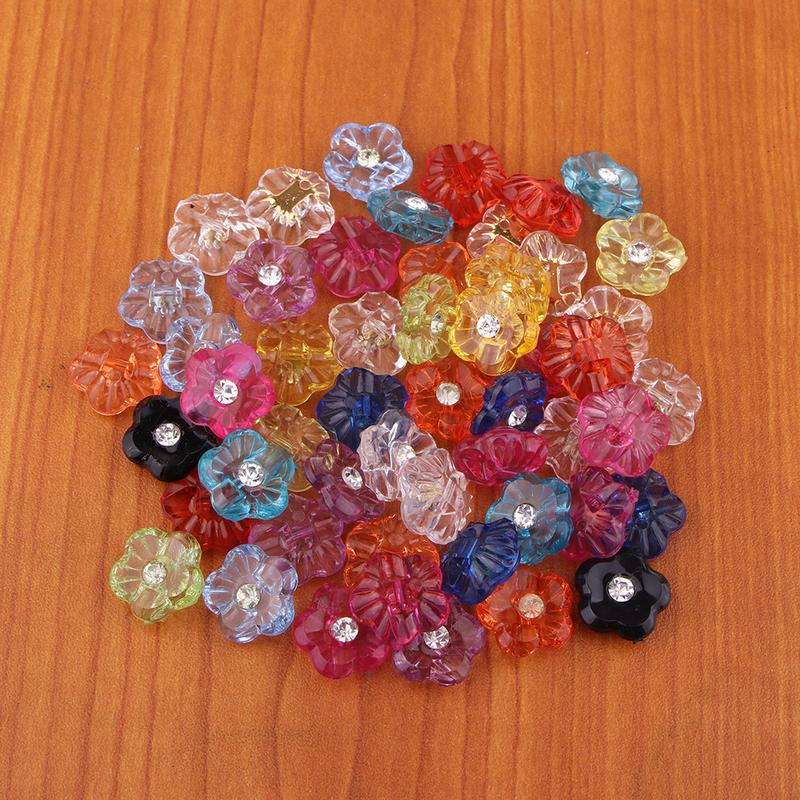 50 Pieces Mixed Size Resin Round Buttons Kids Buttons Flat Rhinestone ...