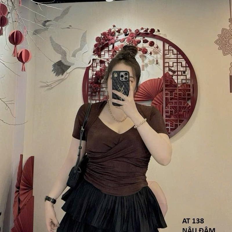 [BIGSIZE] Áo thun nhũ cổ yếm xoắn ngực bigsize nữ 55~85kg 6