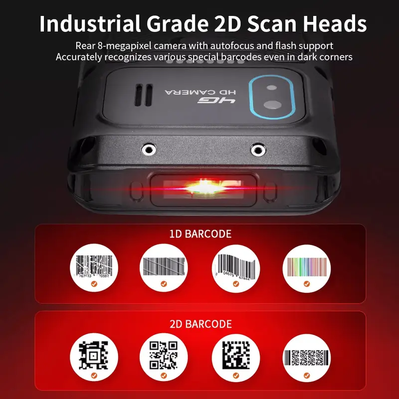 PDA Mobile Barcode Scanner 2D Android 13 Sim Card NFC IP67 4/64GB 5100mAh HC-YK957 1