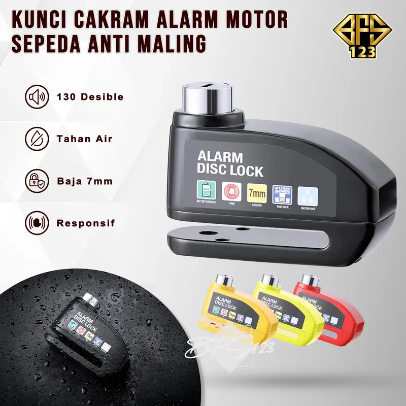 Gembok Alarm Kunci Cakram Alarm Diameter Inner 7 mm Baja Anti Air Motor Sepeda Kunci Ganda Anti Maling Kunci Cakram 0