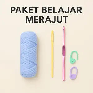 MADEBYBULAT - PAKET STARTER KIT DIY CROCHET REPACK BELAJAR MERAJUT BENANG RAJUT PEMULA MILK COTTON PER 10 METER
