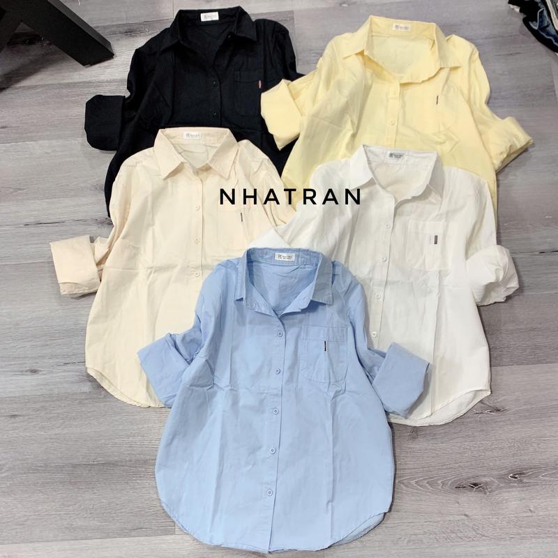 PHOM VỪA DƯỚI 57kg - Áo sơ mi nữ cổ bẻ tay dài chất kaki cotton Top Women Pastel BK-09699