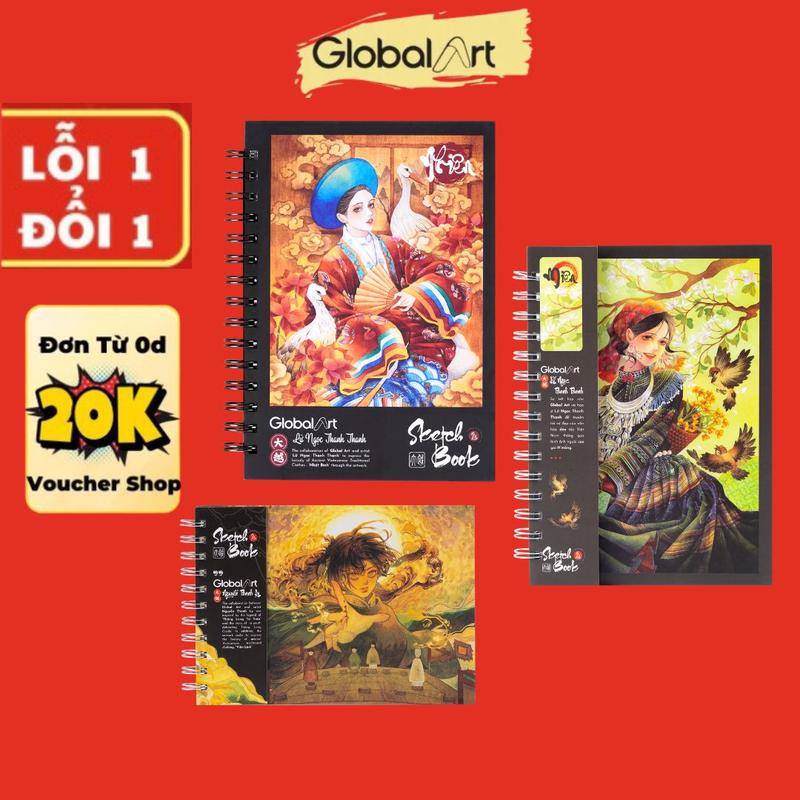 Sổ Sketchbook Global Art Giấy Định Lượng 230gsm, Giấy Ăn Chì Một Mặt Vân Một Mặt Mịn, Không Kỵ Tẩy, Phù Hợp Với Sketch, Màu Chì, Acrylic, Gouache, Màu Nước