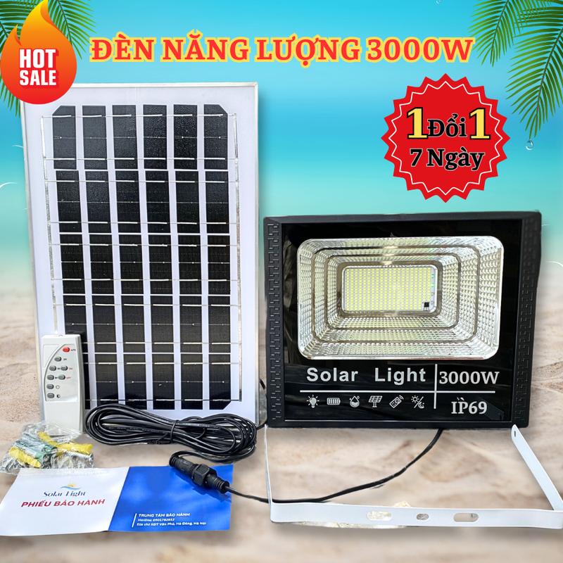  Đèn Pha Năng Lượng Mặt Trời 3000W - VỎ NHỰA  Chống nước IP69 Sáng 6-8 tiếng Không sử dụng điện đèn  200k 