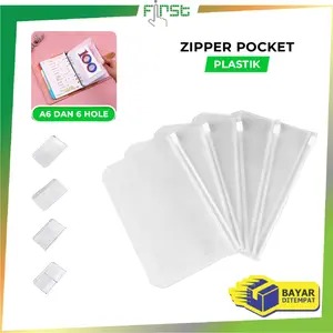 [COD] FH C1105 Pouch Tempat Uang A6 Zipper Pocket Binder Transparan 6 Hole