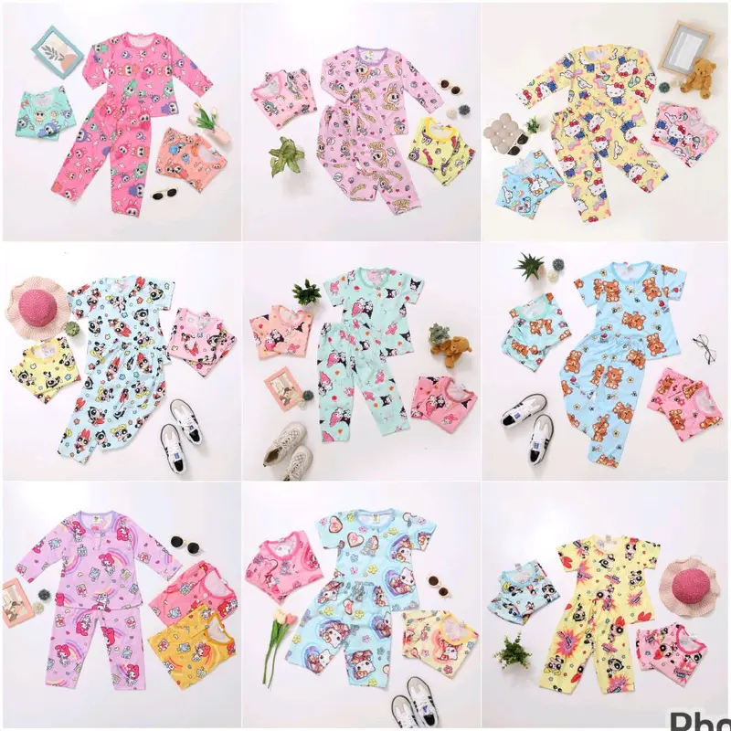 [KHUSUS LIVE]Paket Bundle 3 SET Baju Tidur Anak Perempuan Usia 1-7 Tahun (VNS203) Premium Motif Random Setelan Bayi Balita Fashion Nyaman Lengan Cotton 8