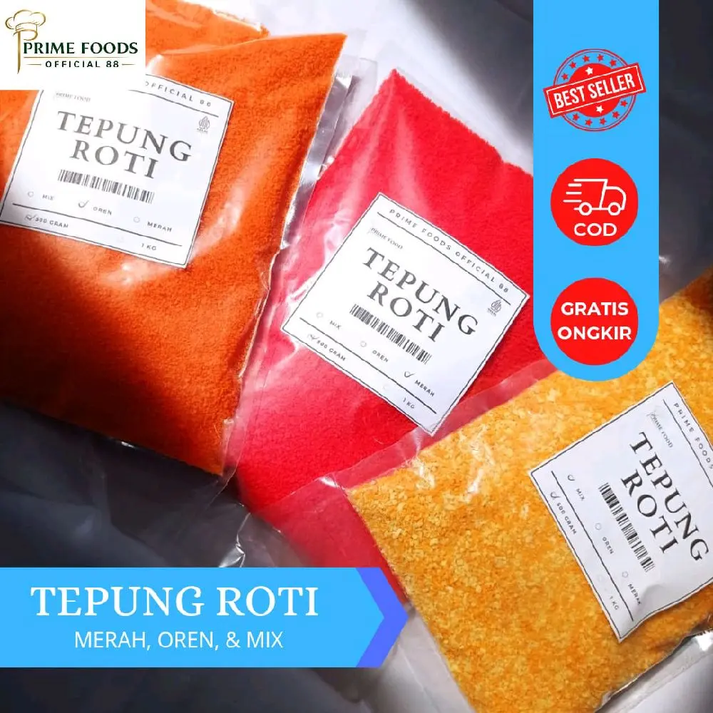 Tepung Roti Tepung Panir Mix, Merah & Oren Repack Gurih & Renyah  1KG/500G