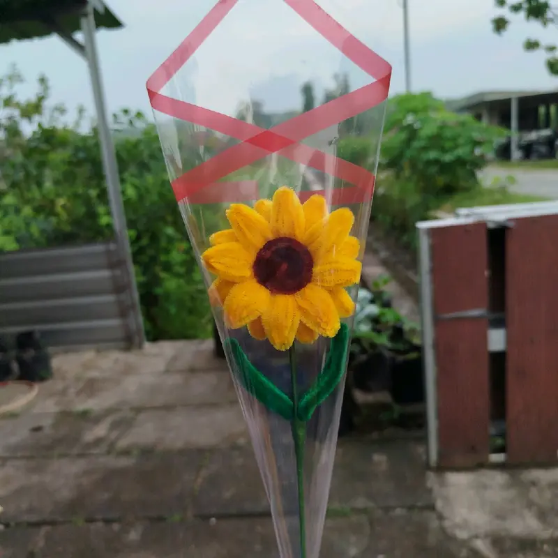 single flower  bunga matahari kawat bulu 1