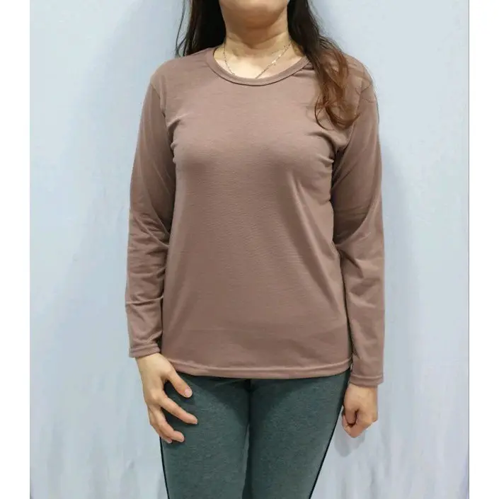 Manset Kaos Premium Wanita - Inner Lengan Panjang Baju Muslimah Krah Pendek Kaos Leher Pendek Atasan Basic Casual Dewasa Nyaman Spandex Oblong Tebal Dalaman 3