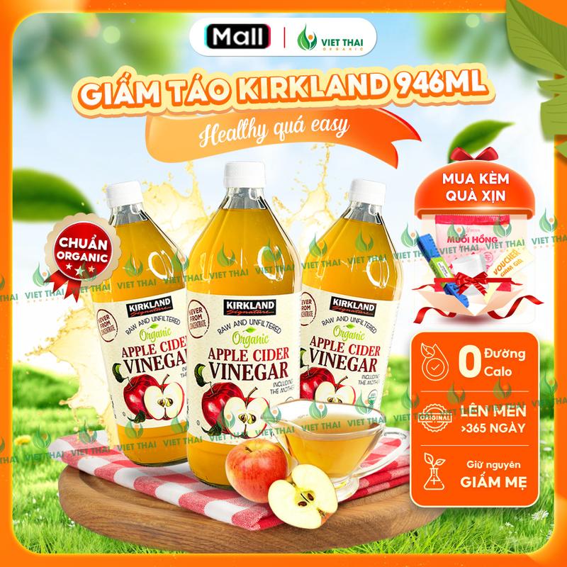   NEW  Giấm Táo Kirkland 946ml Có Giấm Cái - Dấm Táo Mỹ Thức Uống Healthy Eatclean Gia Vị Nấu Ăn Trộn Salad  Việt Thái Organic  