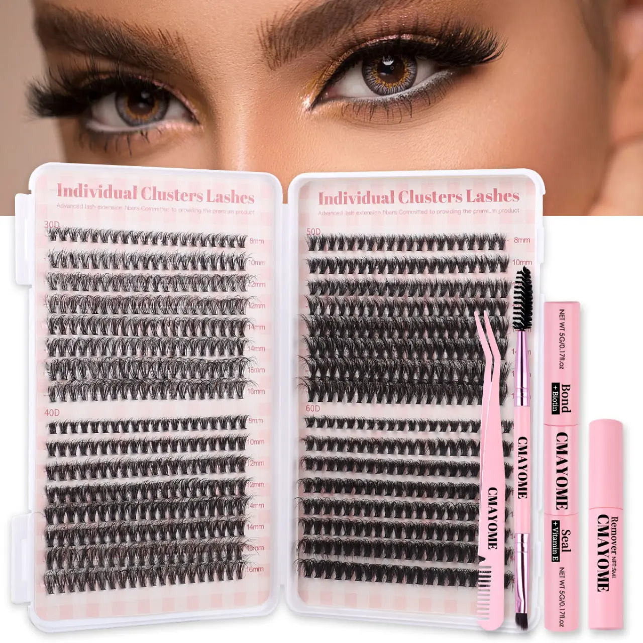 False eyelashes, DIY, single cluster duo eyelashes, 640 cluster, large capacity, family eyelash book, single cluster model curve D, mixed pack
