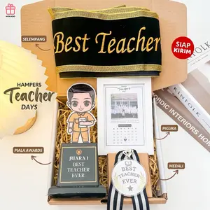Kado Hari Guru Terbaik Hampers Best Teacher Day Gift Set Custom Piala Medali Pigura