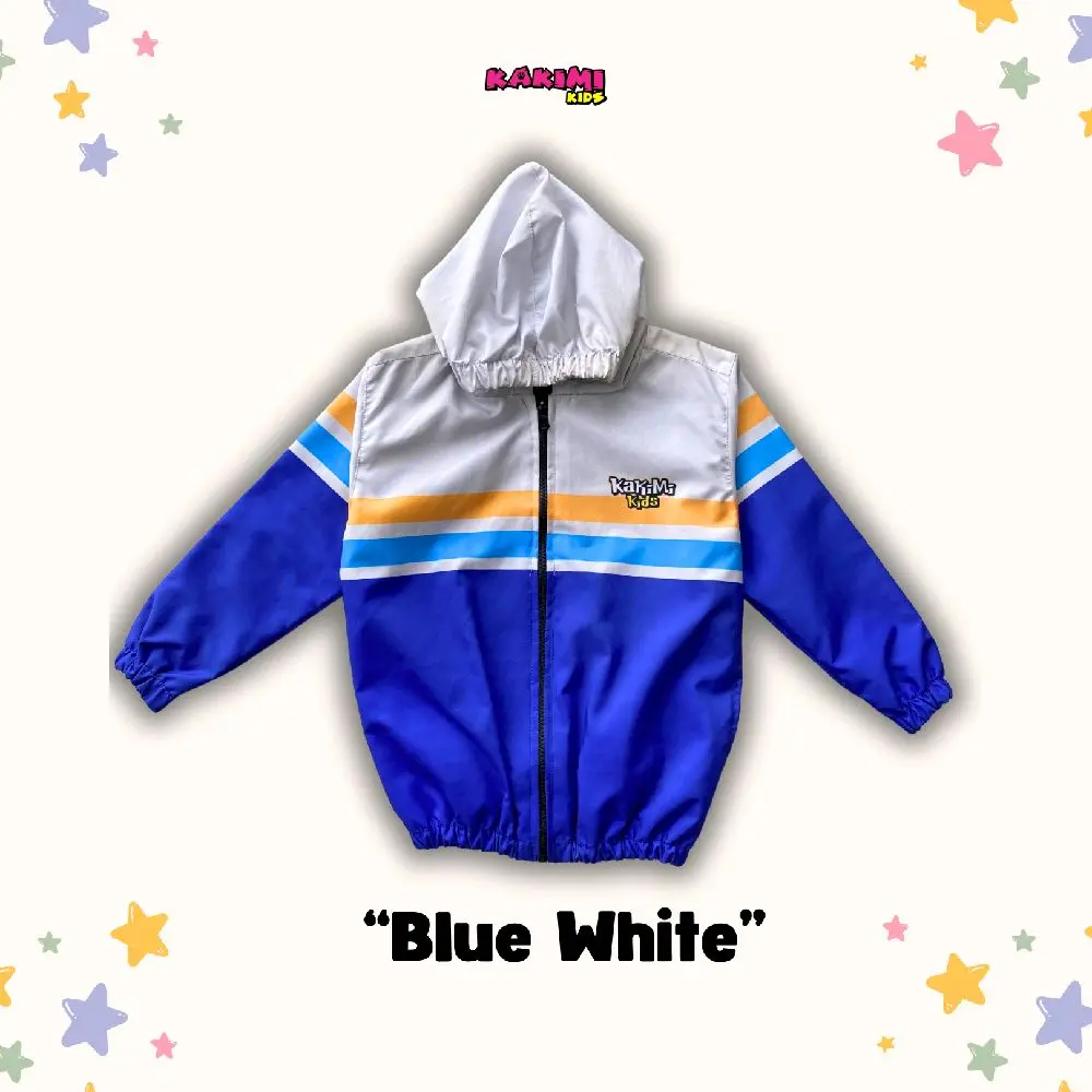 JAKET PARASUT ANAK MOTIF "BLUE WHITE" FULL PRINTING