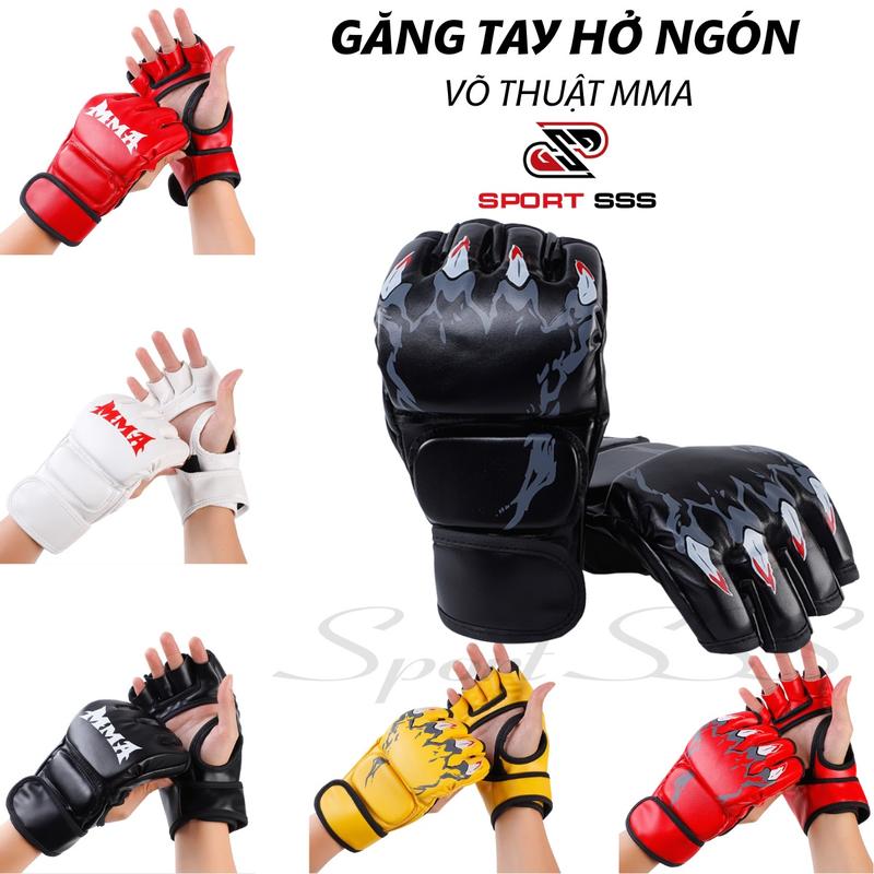  Găng Tay - Bao Tay - hở ngón Boxing đấm bốc Thể Thao - Ufc - MMA - Sport cho người lớn 