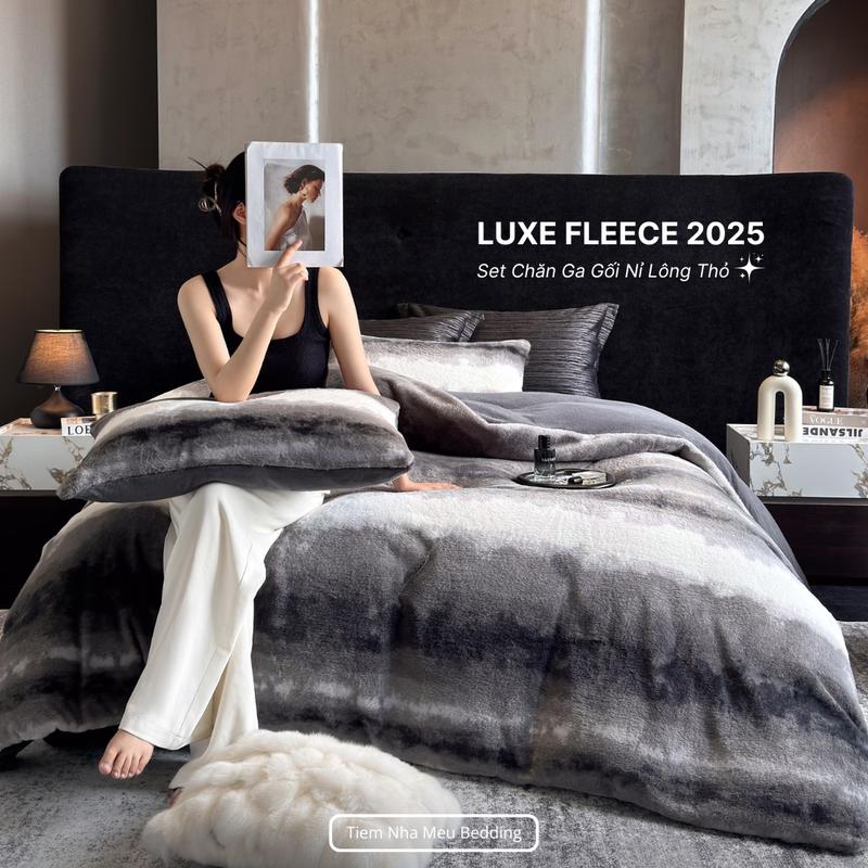 Bộ Chăn Ga Gối Nỉ Lông Thỏ Cao Cấp - Phiên Bản Mùa Đông Siêu Ấm Áp - Tiệm Nhà Mêu