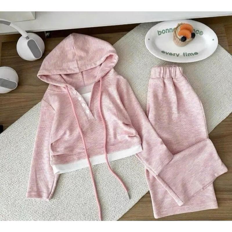 Bộ đồ hoodie len lông thỏ xinh xắn cho bé gái mùa thu đông