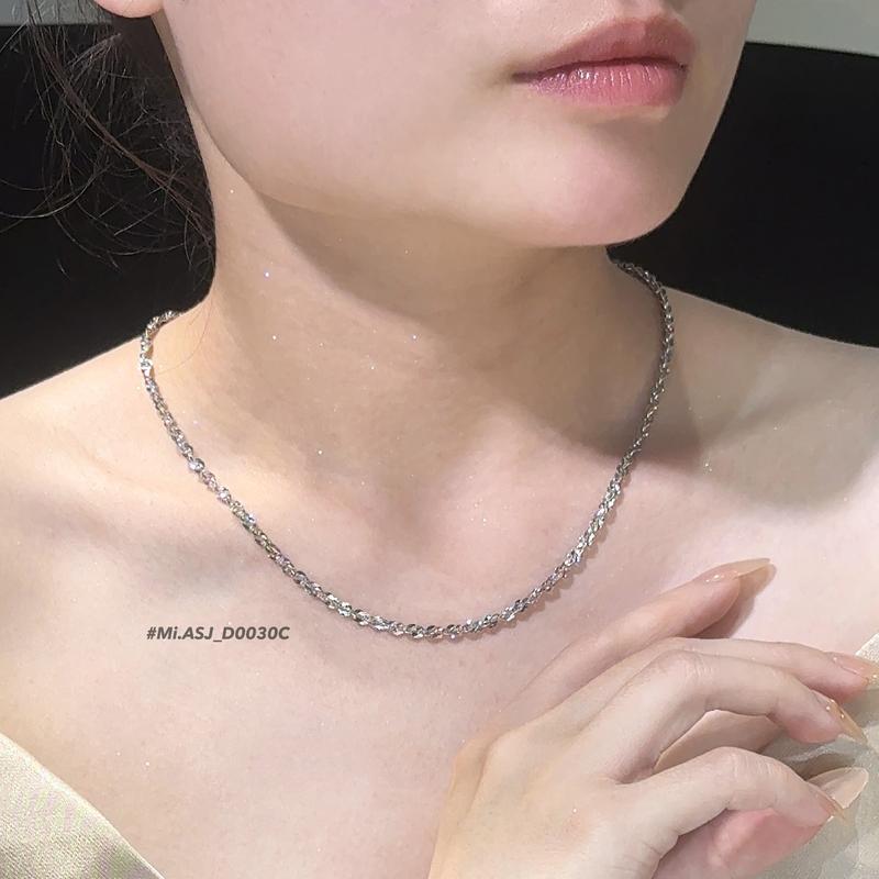  Dây chuyền xoắn tròn nữ dày 3li bạc Ý S925 xi bạch kim cao cấp D0030C | Mi.A Trang sức Bạc 