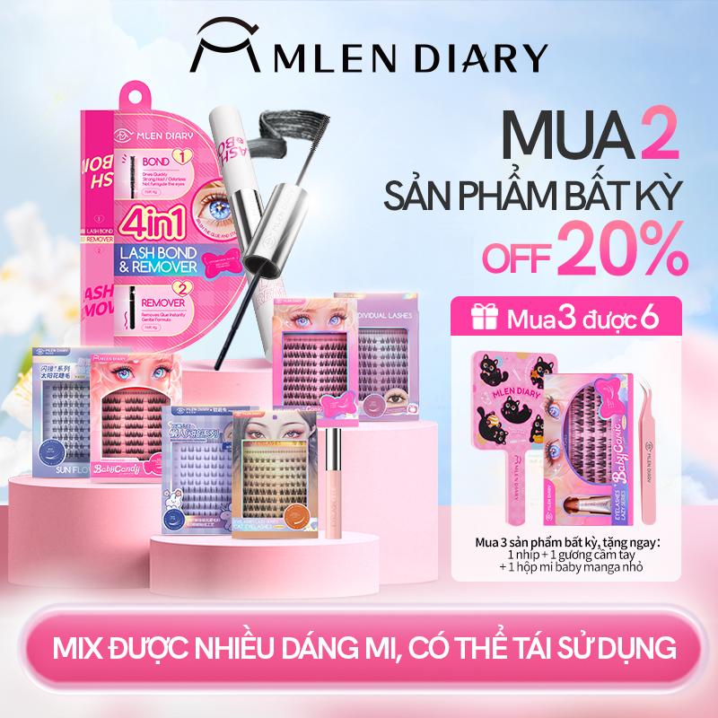 (Mua 2 giảm 20%) | Mlen Diary Keo 2 Đầu Mascara 4in1 - Kết Hợp Dung Dịch Tẩy Keo Dành Cho Mi Giả - Mi giả hoạt hình Baby Manga, Hoa Hướng Dương | Mua 3 được 6