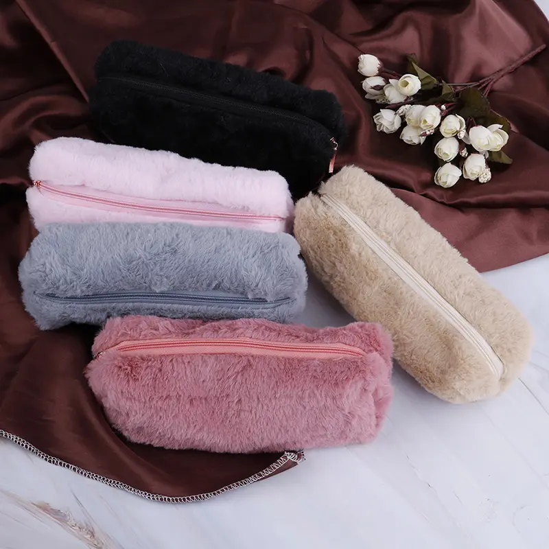 1X Hộp Bút Chì Sang Trọng Cho Bé Gái, Dễ Thương, Mờ, Lông Mịn, Túi Đựng Đồ Trang Điểm, Ví Đựng Tiền Xu 6